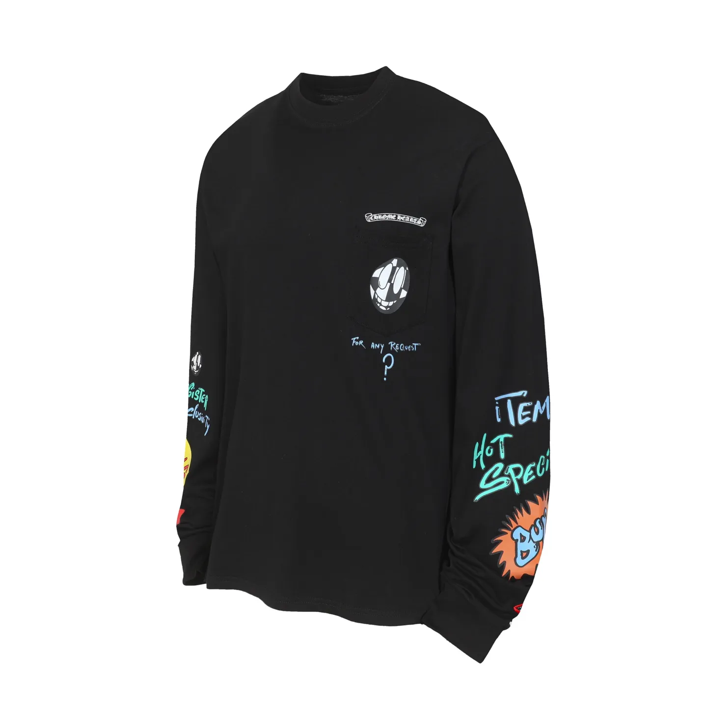 P160 Cross-border model. Those who pursue quality, please do not place an order. -Chrome Hearts/Chrome Hearts Sanskrit graffiti spoof printed popular long-sleeved T-shirt -High weight, high density and high quality. The wool is soft, delicate and skin-friendly. It feels soft and silky. It has excellent warmth and skin-friendly properties.